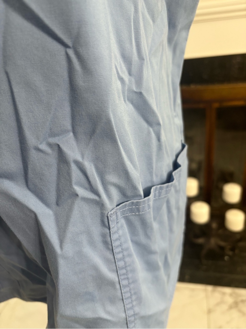 Cherokee Light Blue V-Neck Scrub Top - Picture 3 of 6